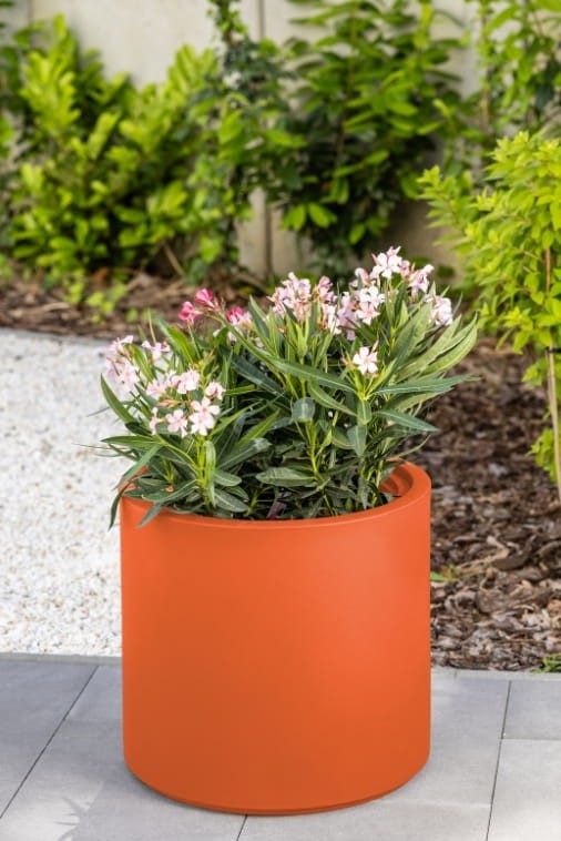 Donica ogrodowa okrągła 50 cm pomarańczowa | Cavo z wyjmowanym wkładem | Monumo