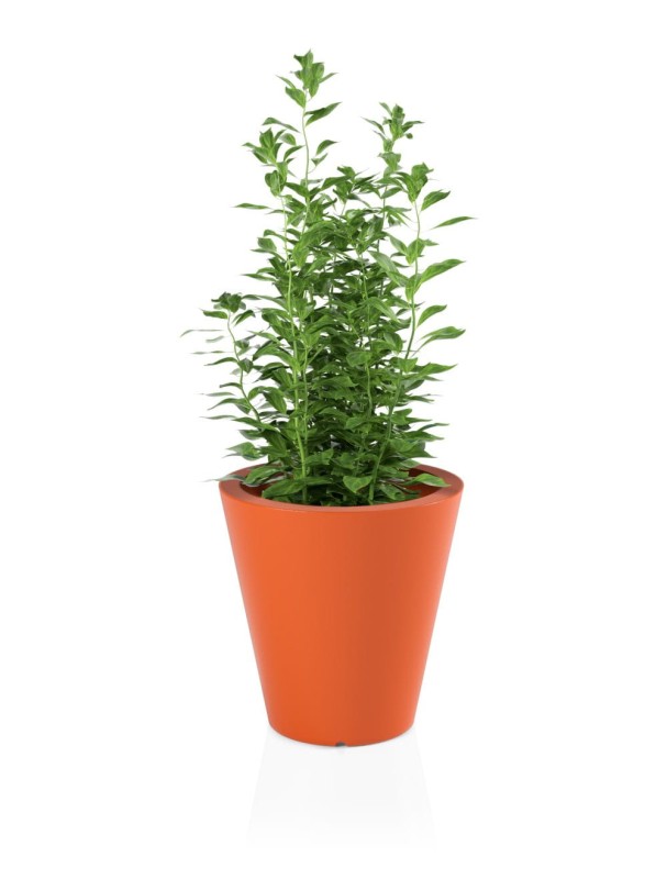 Donica okrągła tarasowa 50 cm pomarańczowa klasyczna | Ovo pełna | Monumo