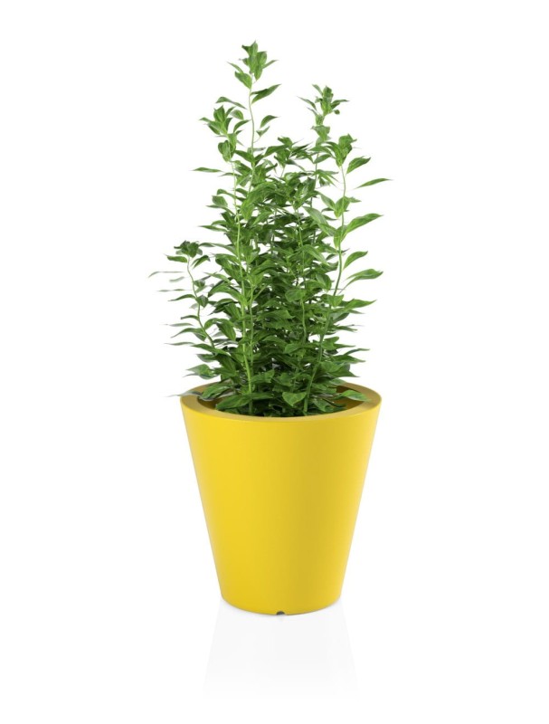 Donica okrągła tarasowa 50 cm żółta klasyczna | Ovo pełna | Monumo