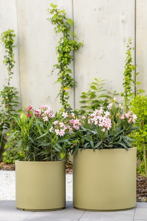Zestaw 2 donic ogrodowych okrągłych 40 i 50 cm oliwkowych | Cavo pełne | Monumo