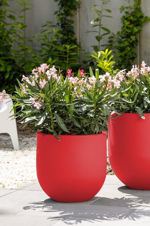 Donica okrągła tarasowa 40 cm czerwona | Primo pełna | Monumo