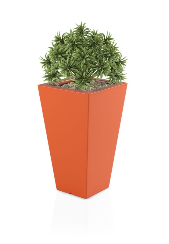 Donica ogrodowa klasyczna 70 cm pomarańczowa | Slim Line S z półką | Monumo