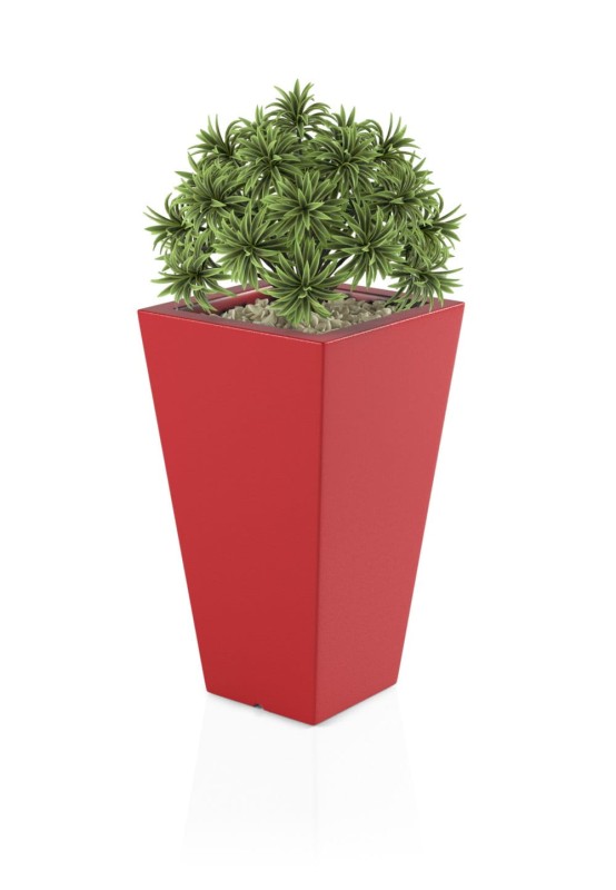 Donica ogrodowa klasyczna 70 cm czerwona | Slim Line S z półką | Monumo