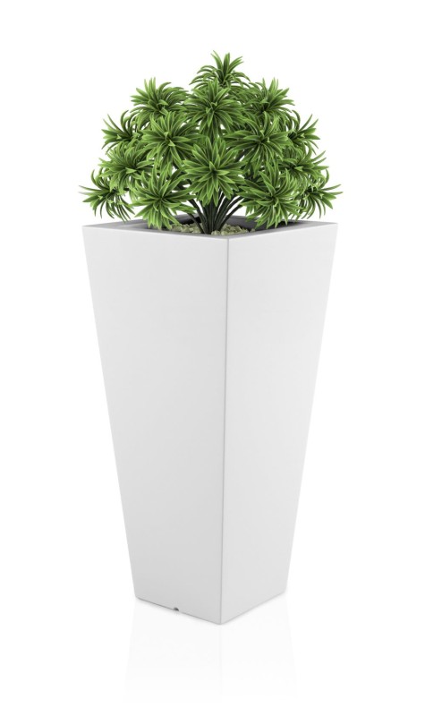 Donica ogrodowa wysoka duża 110 cm biała | Slim Line M z półką | Monumo