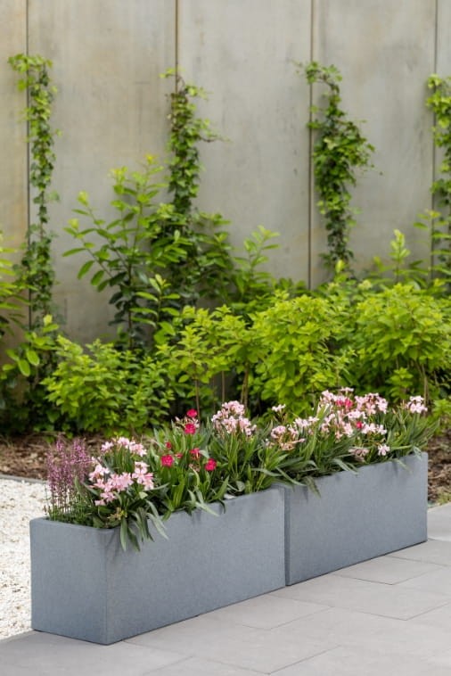 Zestaw donic ogrodowych 2 szt. prostokątnych 100 cm w efekcie kamienia | Long Maxi pełne | Monumo