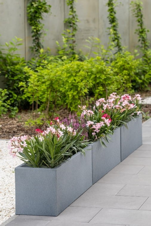 Komplet donic ogrodowych 3 szt. prostokątnych 100 cm w efekcie kamienia | Long Maxi pełne | Monumo