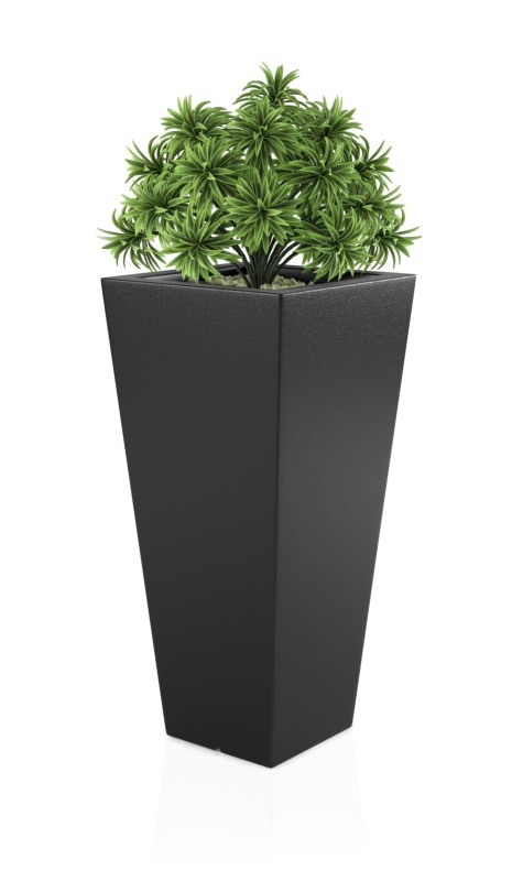 Donica ogrodowa wysoka duża 110 cm czarna | Slim Line M z półką | Monumo