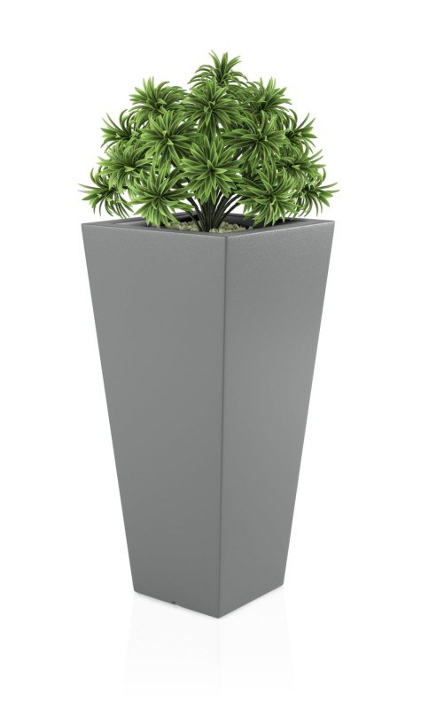 Donica ogrodowa wysoka duża 110 cm szara | Slim Line M z półką | Monumo