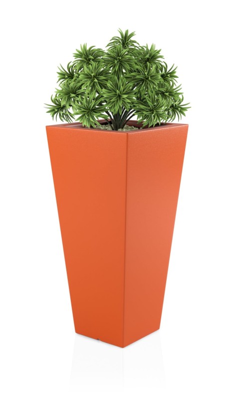 Donica ogrodowa wysoka duża 110 cm pomarańczowa | Slim Line M z półką | Monumo