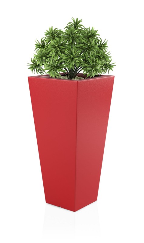 Donica ogrodowa wysoka duża 110 cm czerwona | Slim Line M z półką | Monumo