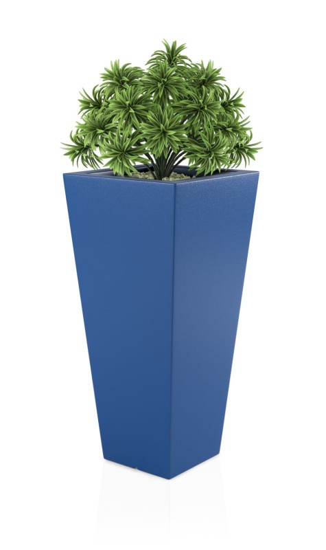 Donica ogrodowa wysoka duża 110 cm niebieska | Slim Line M z półką | Monumo