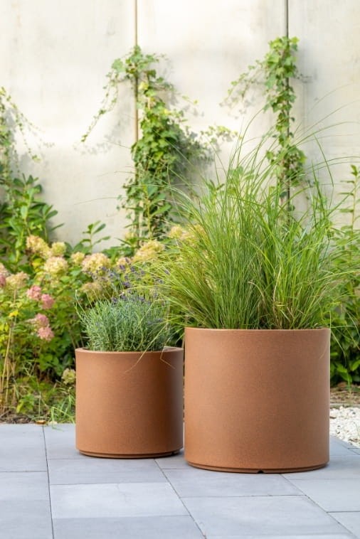 Zestaw 2 donic ogrodowych okrągłych 40 i 50 cm w efekcie rdzy | Cavo pełne | Monumo