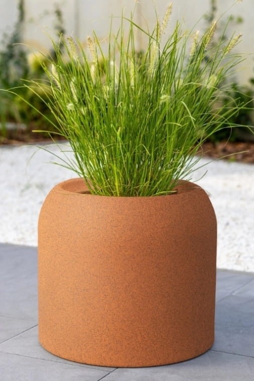 Duża donica okrągła na taras Ambienti 46 cm efekt rdzy z wkładem | Monumo