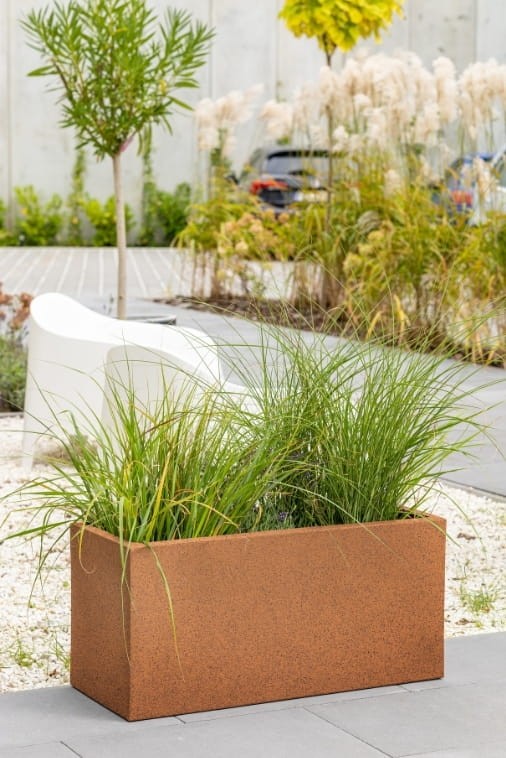 Długa donica prostokątna 85 × 35 × 40 cm efekt rdzy | Long Midi | Monumo