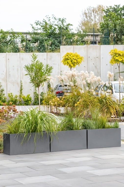 Komplet donic ogrodowych 3 szt. prostokątnych 85 cm szarych | Long Midi pełne | Monumo