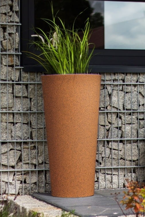 Donica tarasowa nowoczesna wysoka 80 cm efekt rdzy | Habana z półką | Monumo