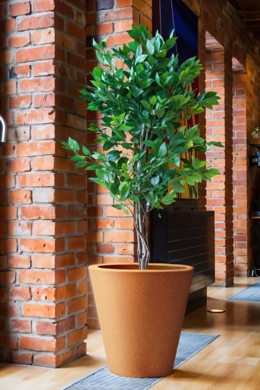 Donica okrągła tarasowa 50 cm efekt rdzy klasyczna | Ovo z półką | Monumo