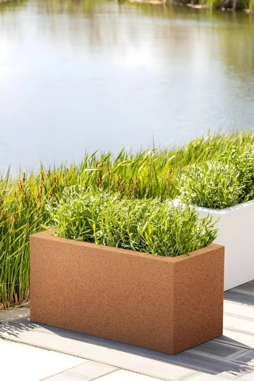 Prostokątna długa donica na taras Lungo pełna 75 cm (75x35x38) efekt rdzy | Monumo