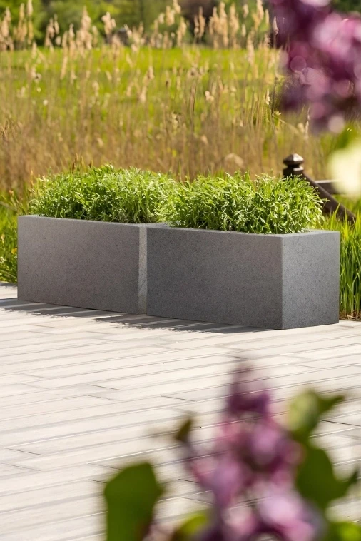 Zestaw 2 donic ogrodowych prostokątnych 75 cm efekt kamienia | Lungo pełna | Monumo