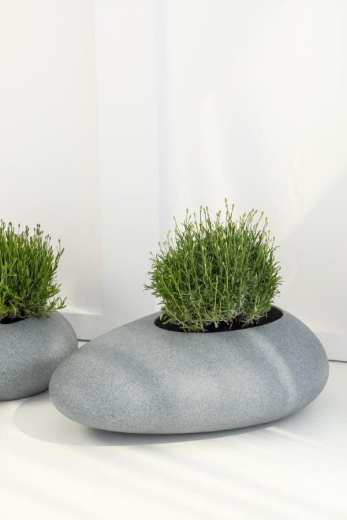 Donica ogrodowa kamień 88 cm efekt kamienia | Stoner M z półką | Monumo