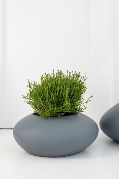 Donica ogrodowa kamień 57 cm szara | Stoner S z półką | Monumo