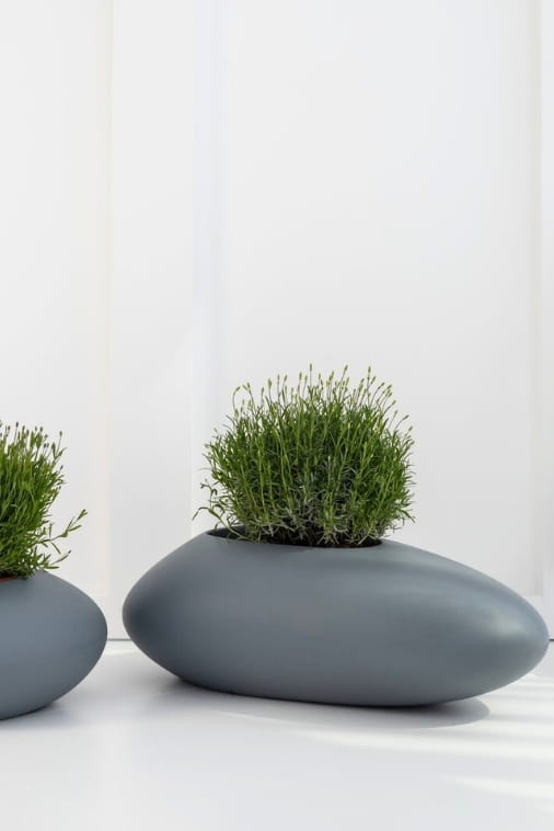 Donica ogrodowa kamień 88 cm szara | Stoner M z półką | Monumo