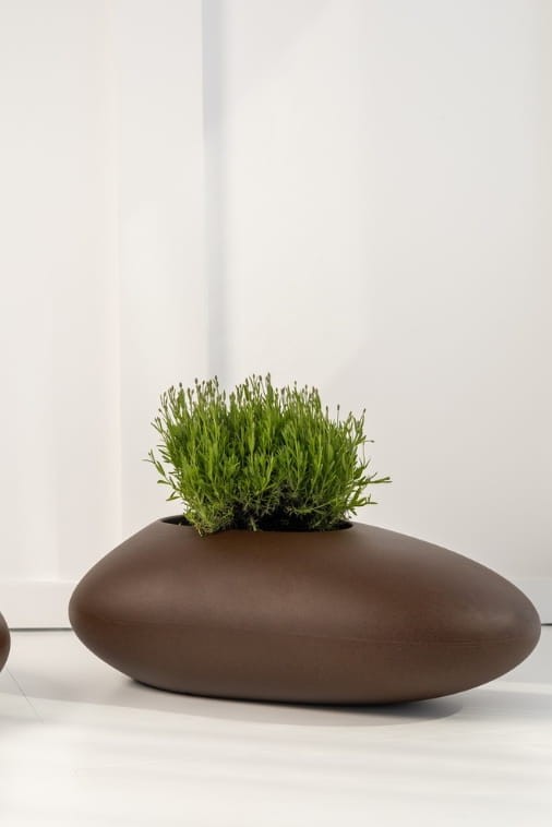 Donica ogrodowa kamień 88 cm efekt corten | Stoner M z półką | Monumo