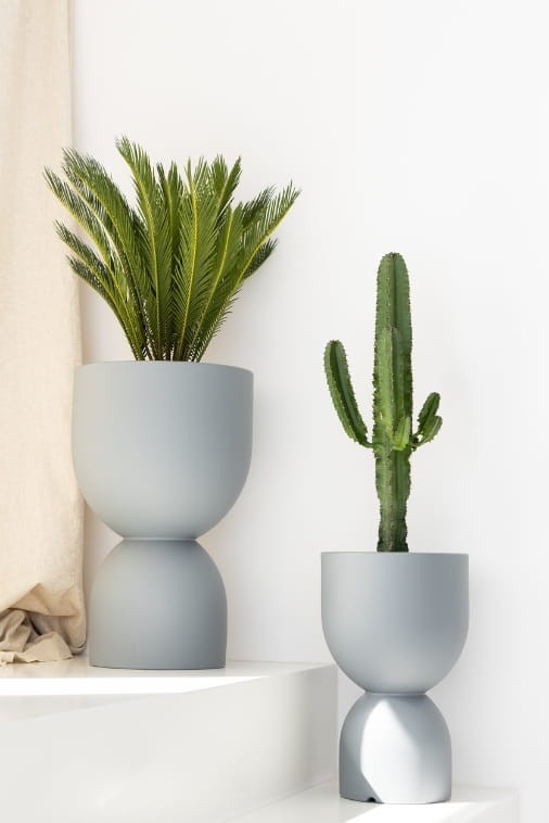 Zestaw donic Kielich 65H & 50H szarych na taras Monumo z półką