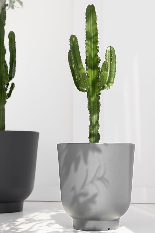 Donica do salonu okrągła 36 cm szara | Stevio z półką | Monumo