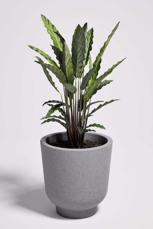 Donica do salonu okrągła 36 cm efekt kamienia | Stevio z półką | Monumo