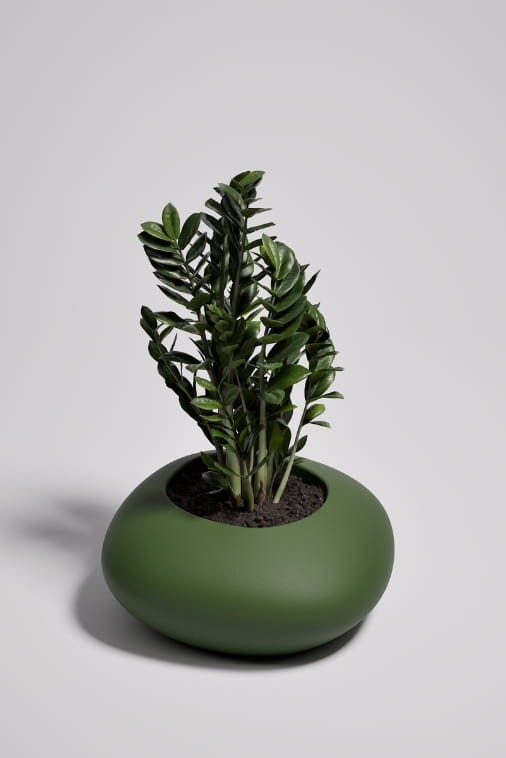 Donica ogrodowa kamień 57 cm butelkowa zieleń | Stoner S z półką | Monumo