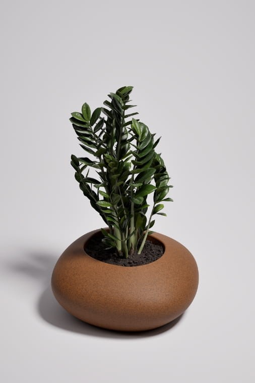 Donica ogrodowa kamień 57 cm w efekcie stalowej rdzy | Stoner S z półką | Monumo