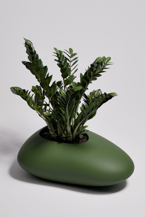 Donica ogrodowa kamień 88 cm butelkowa zieleń | Stoner M z półką | Monumo