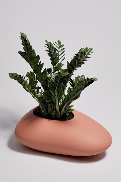 Donica ogrodowa kamień 88 cm brzoskwiniowa | Stoner M z półką | Monumo