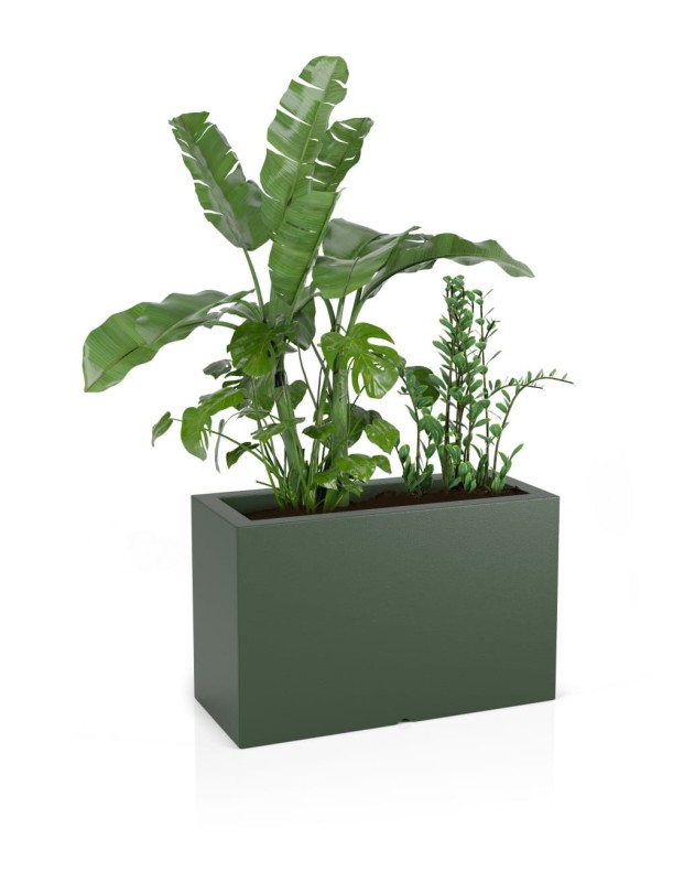 Donica prostokątna długa na taras Lungo Maxi z półką 80 cm (80x35x50) butelkowa zieleń | Monumo