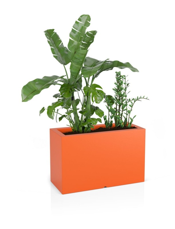 Donica prostokątna długa na taras Lungo Maxi z półką 80 cm (80x35x50) pomarańczowa | Monumo