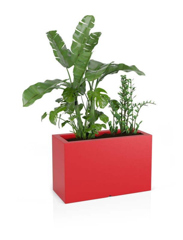 Donica prostokątna długa na taras Lungo Maxi z półką 80 cm (80x35x50) czerwona | Monumo