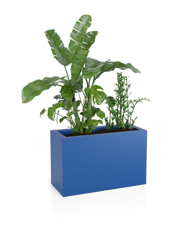 Donica prostokątna długa na taras Lungo Maxi z półką 80 cm (80x35x50) niebieska | Monumo