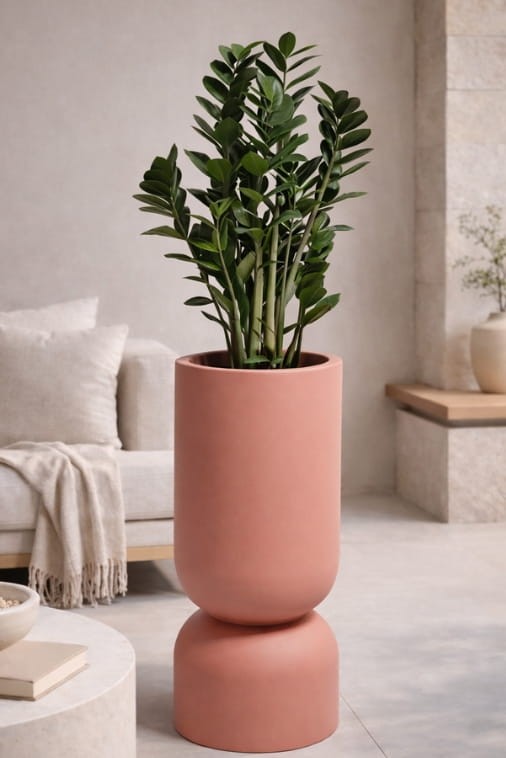 Donica ogrodowa Perfetto 65 cm kielich brzoskwiniowa z półką Monumo