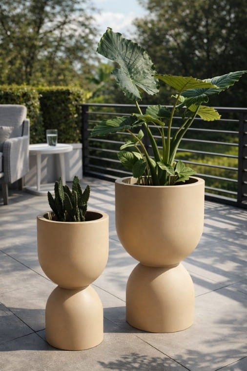 Zestaw donic Kielich 65H & 50H beżowych do ogrodu Monumo z półką