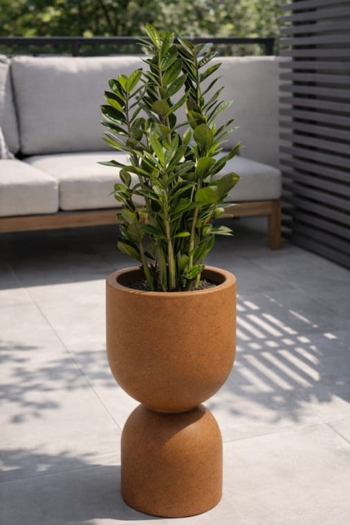 Donica Kielich 50 cm efekt stalowej rdzy z wewnętrzną półką Monumo