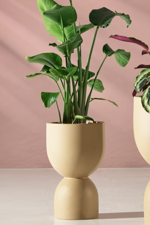 Donica Kielich 50 cm na taras beżowa z wewnętrzną półką Monumo