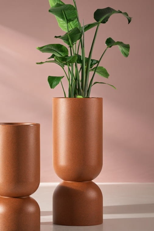 Donica do salonu Perfetto 80 cm efekt stalowej rdzy kielich z półką