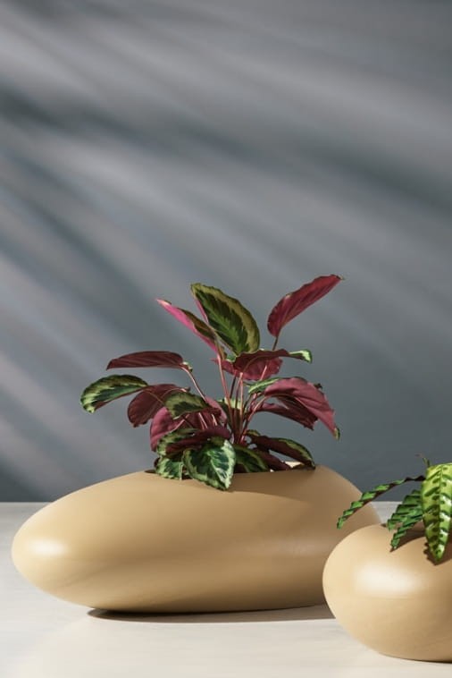 Donica ogrodowa kamień 88 cm beżowa | Stoner M z półką | Monumo