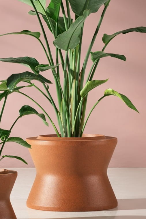 Donica duża do salonu modułowa 47 cm w efekcie stalowej rdzy | Stack L z półką | Monumo