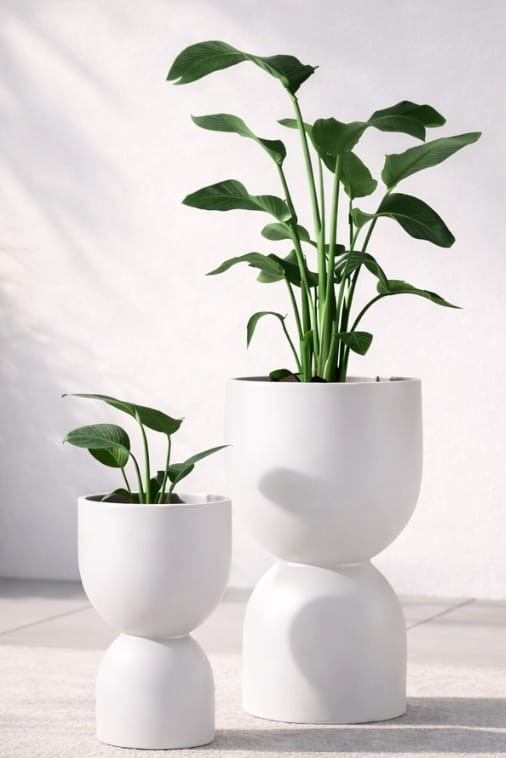 Zestaw donic Kielich 65H & 50H białych na taras Monumo z półką