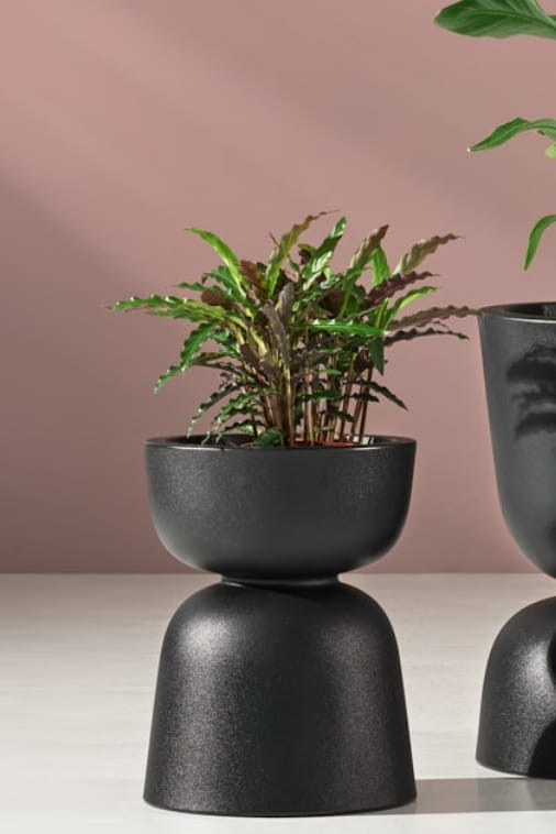 Donica ogrodowa kielich dwustronny 45 cm czarna | Reverso z półką | Monumo