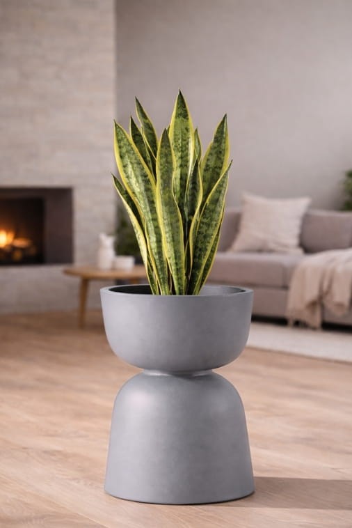 Donica ogrodowa kielich dwustronny 45 cm szara | Reverso z półką | Monumo