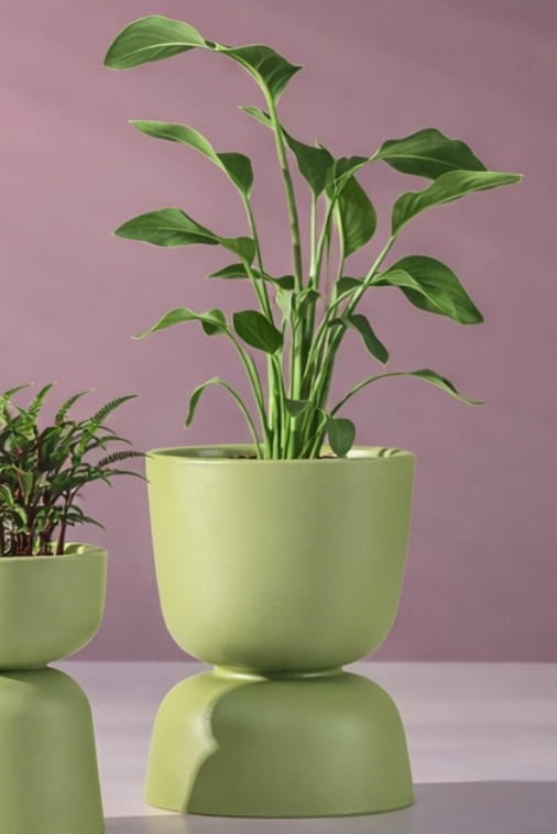 Donica ogrodowa kielich dwustronny 60 cm oliwkowa | Reverso z półką | Monumo