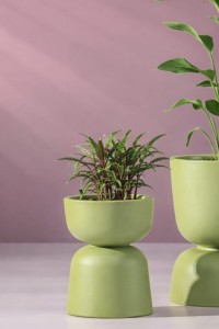 Donica ogrodowa kielich dwustronny 45 cm oliwkowa | Reverso z półką | Monumo